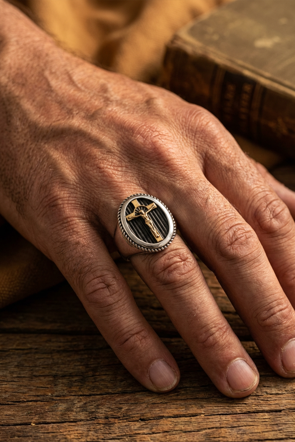 Bague Chevaliere Crucifix Jesus