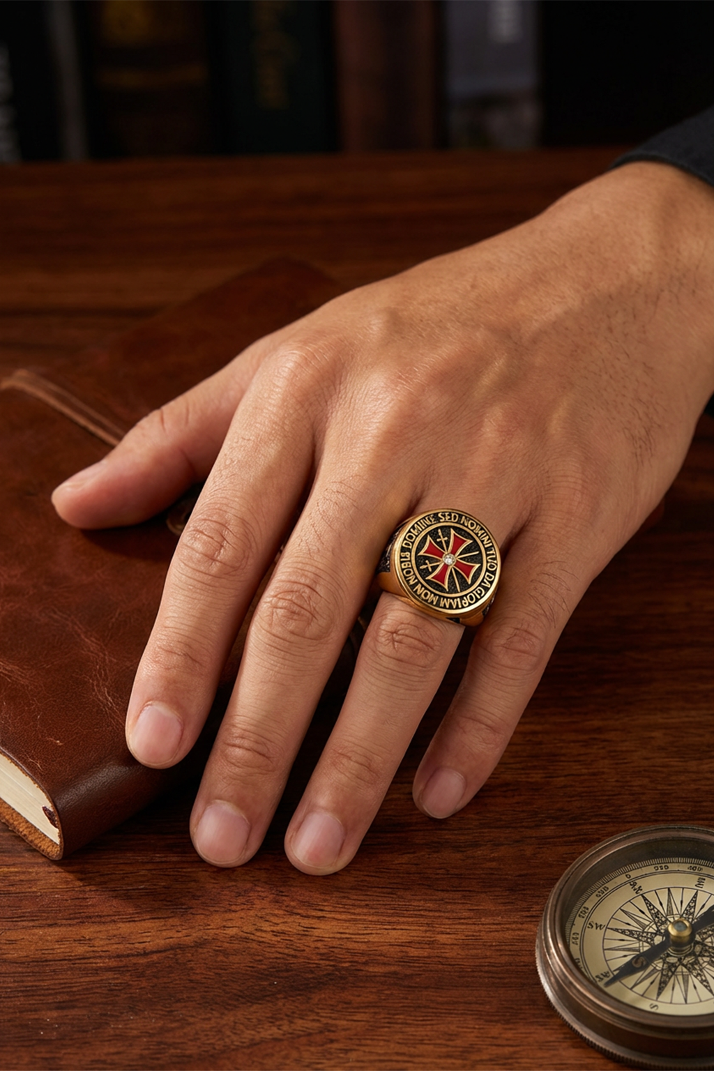 Bague Chevaliere Croix Templier Or