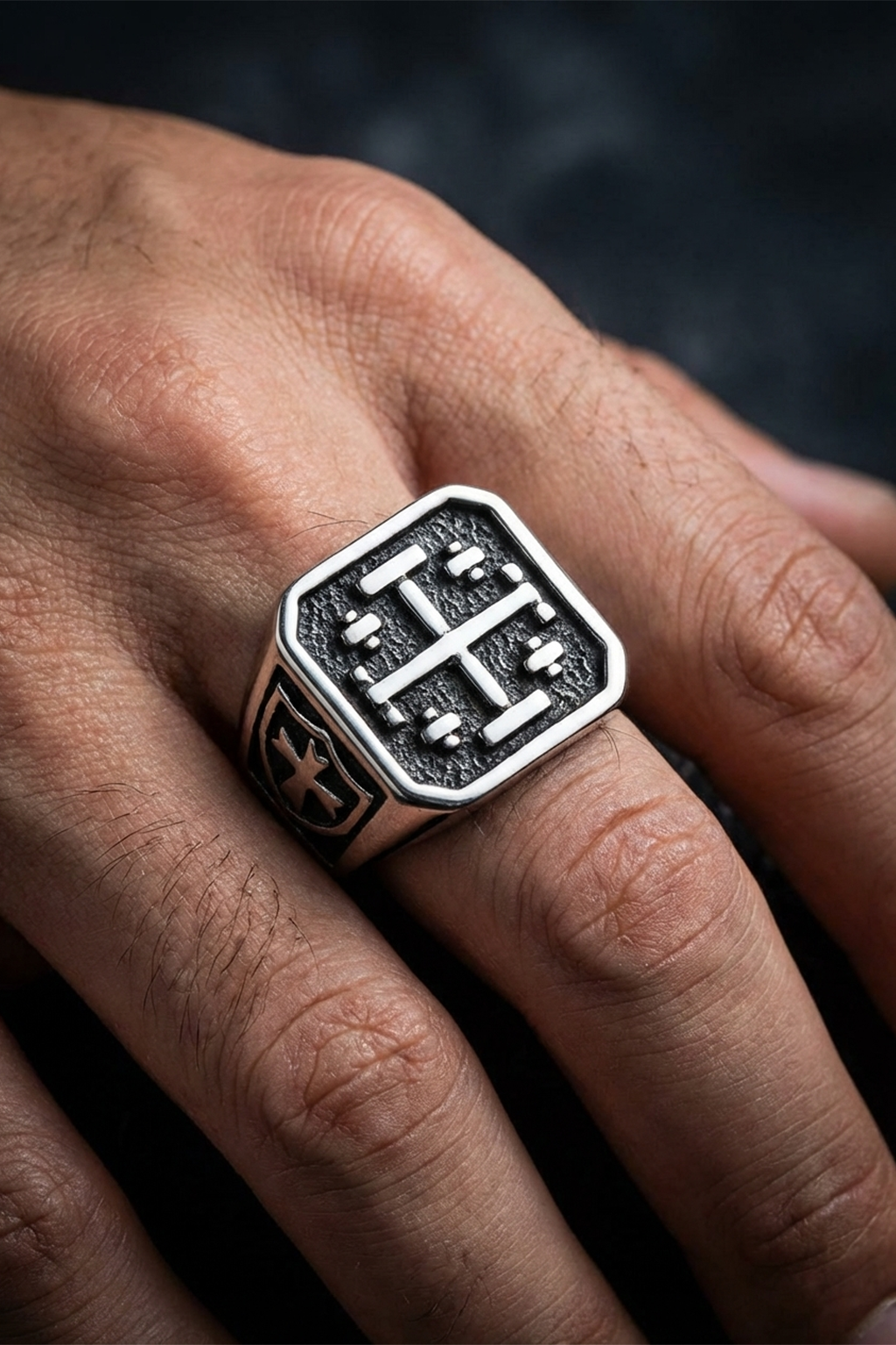 Bague Chevalière<br> Croix de Jerusalem Argent