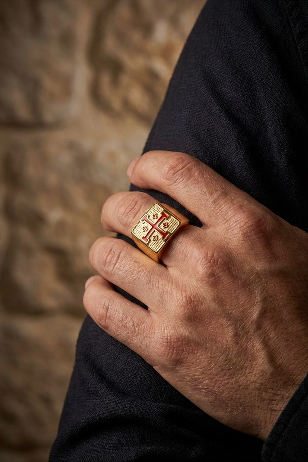 Bague Chevalière<br> Croix de Jerusalem Or