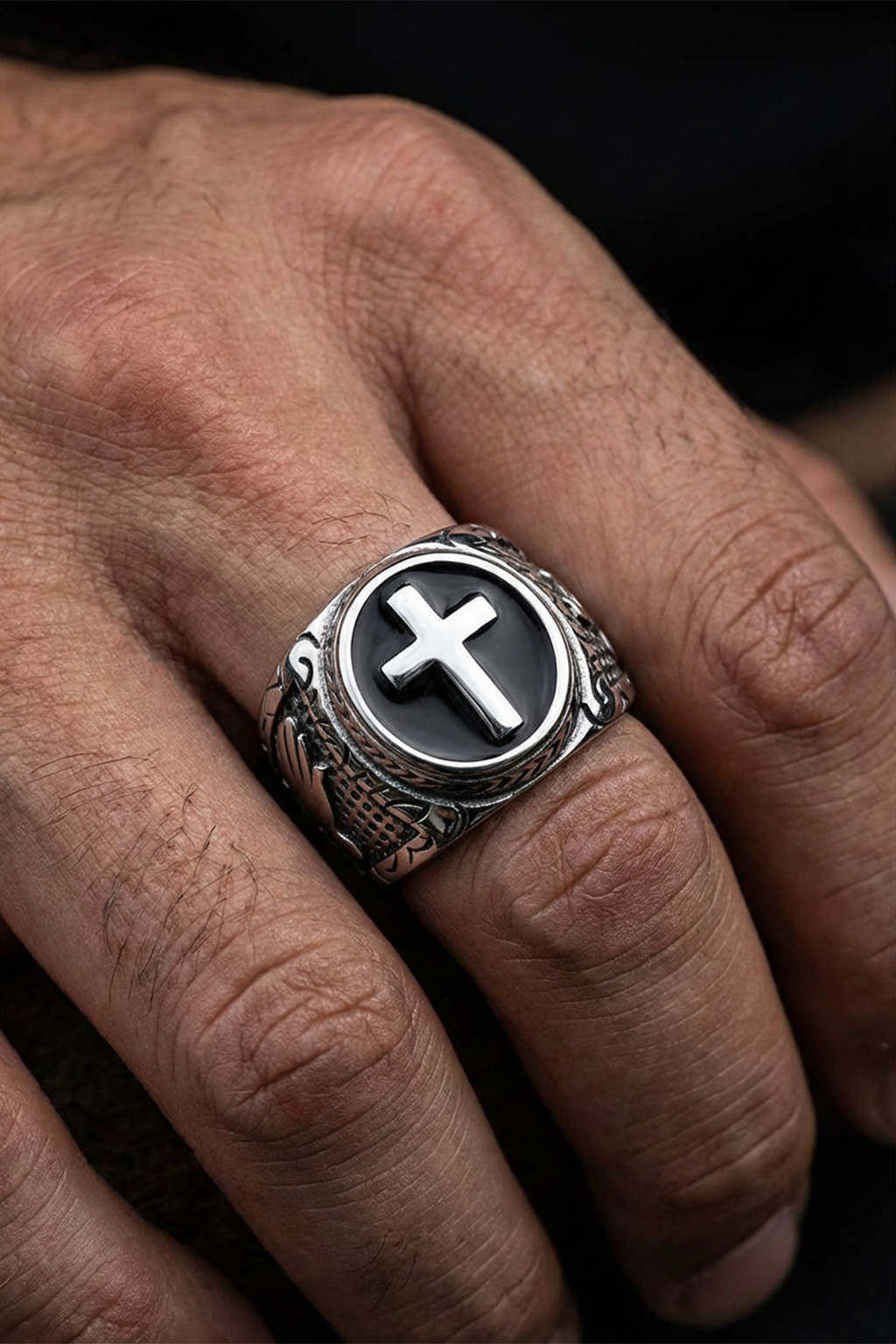 Bague Chevalière Sainte Croix Argent