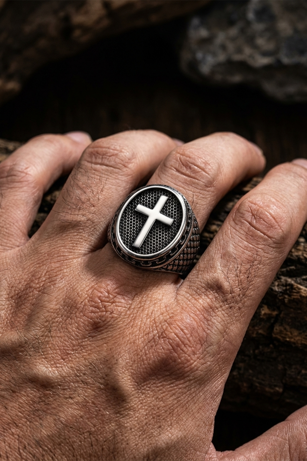 Bague Chevalière Sainte Croix Argent