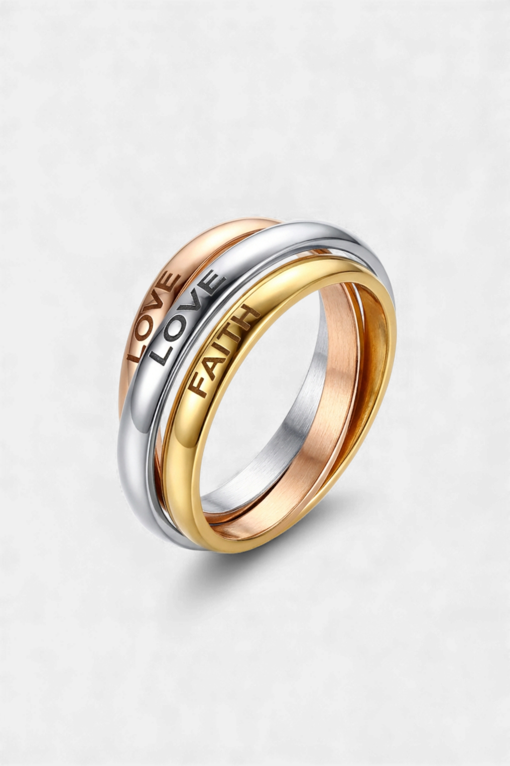 Bague Croisé Tricolore Amour Foi Espoir