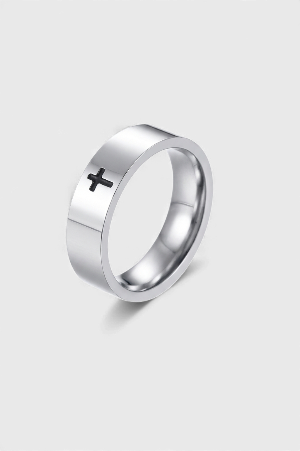 Bague Croix Chrétienne En Acier Inoxydable