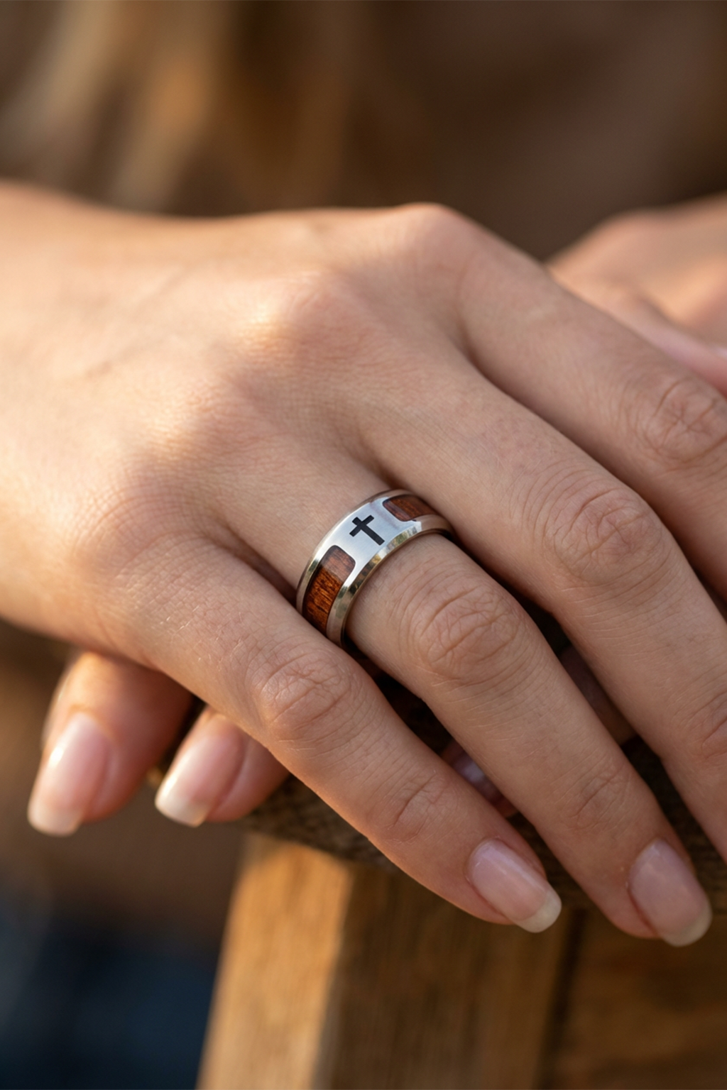 Bague Croix en Bois
