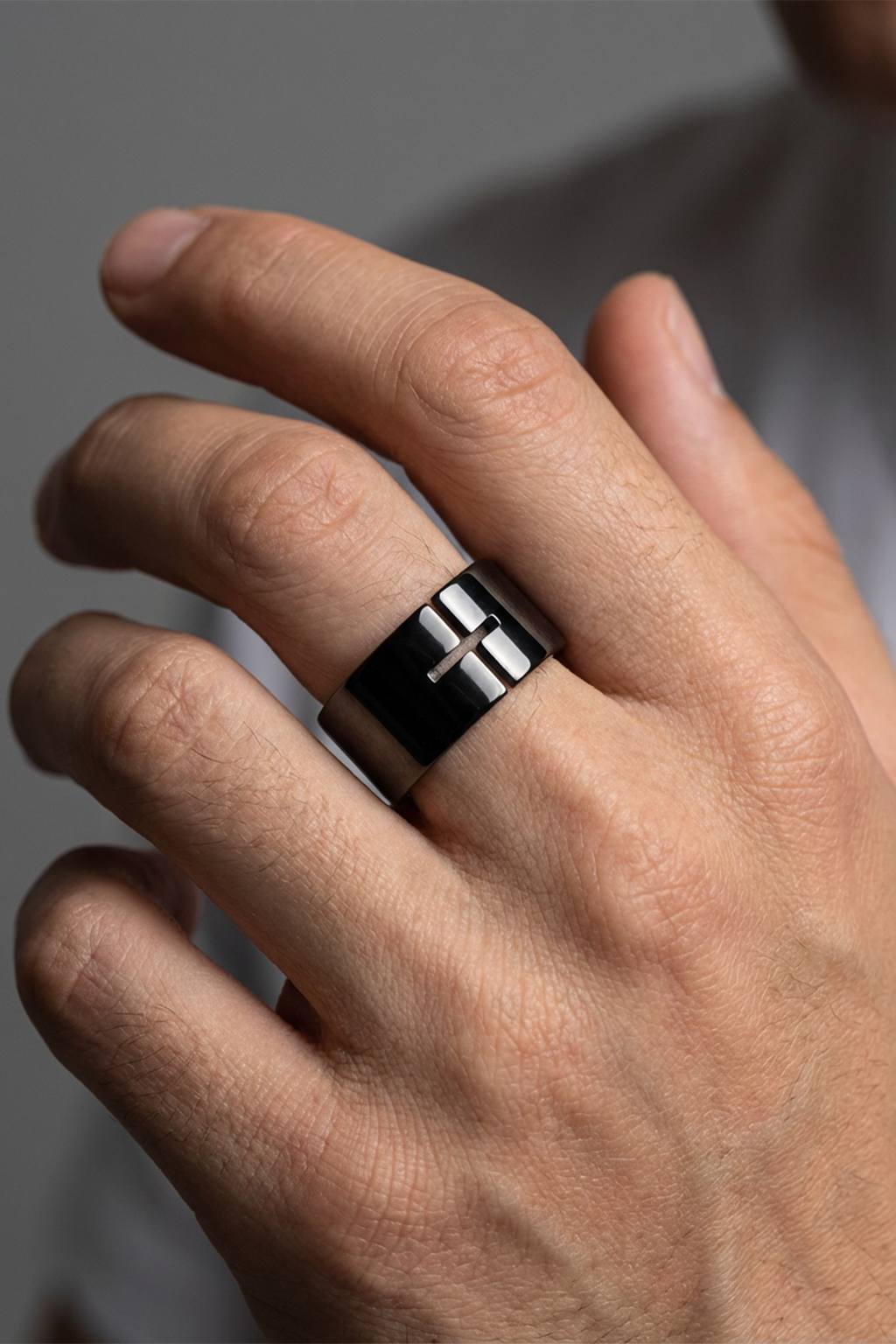 Bague Homme Croix Creuse