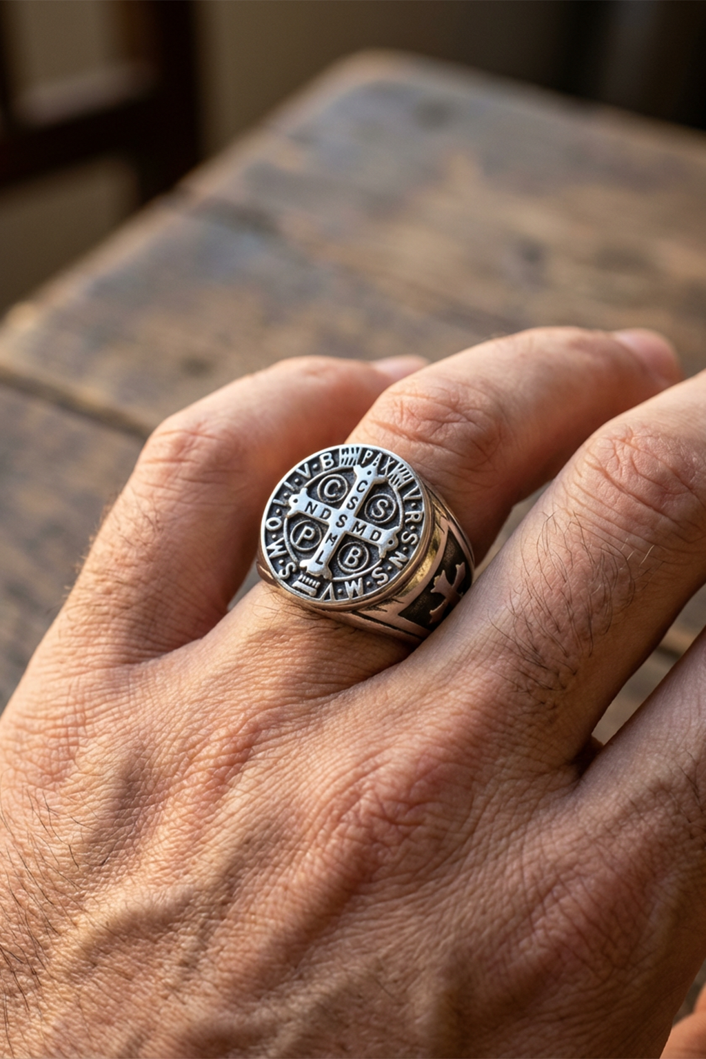 Bague Médaille Saint Benoit Argent