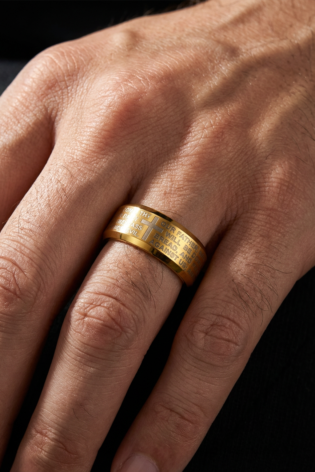 Bague Religieuse Plaqué Prière Du Notre Père