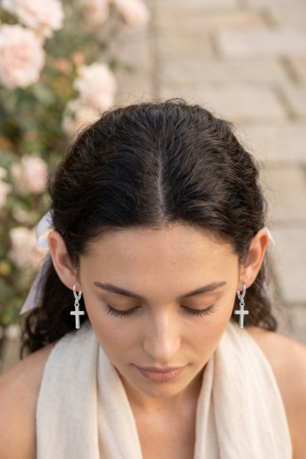 Boucles D'oreilles Croix Argent II - Boutique Chretienne