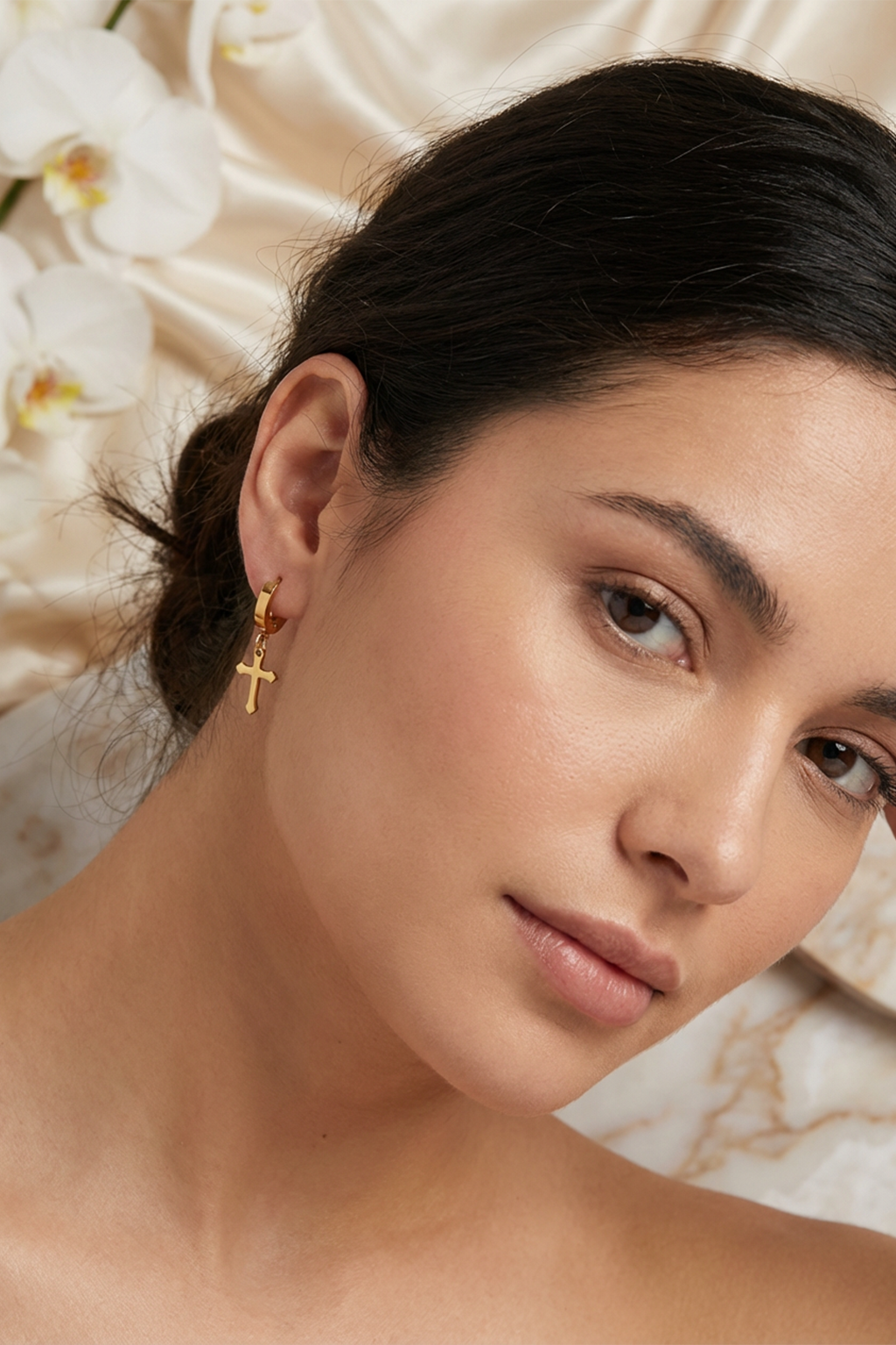 Boucles D'Oreilles Croix ALIENOR Or