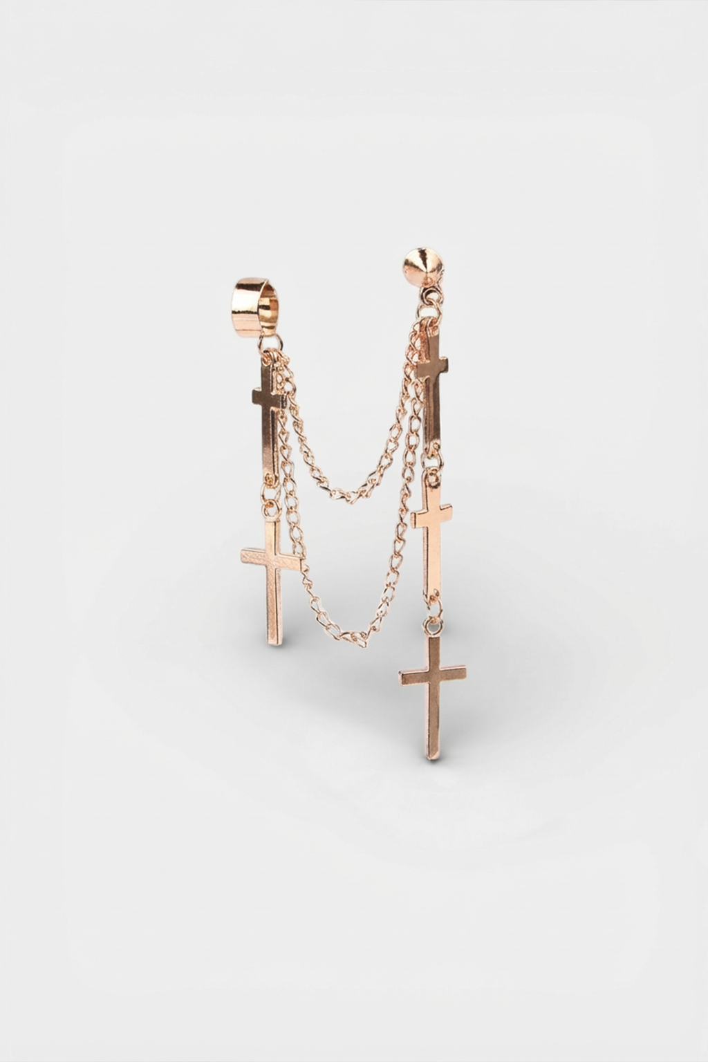 Boucles D'Oreilles Croix Chaines Pendantes KEÏLA Dorée