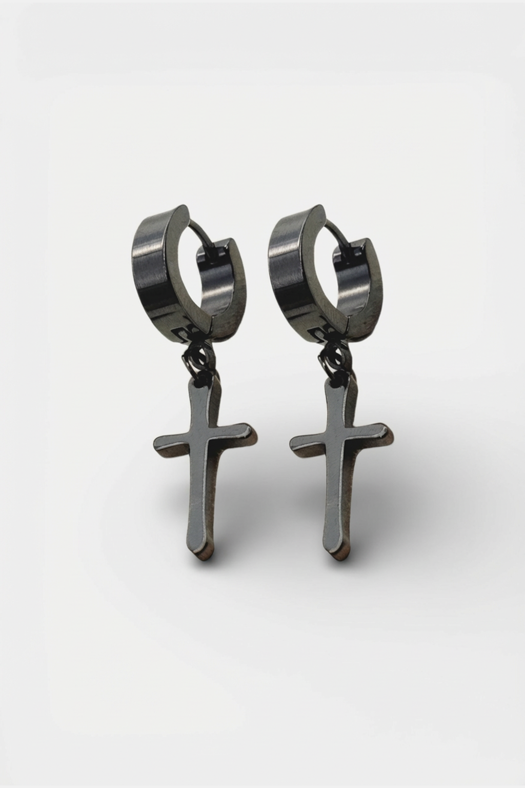 Boucles D'Oreilles Grande Croix LUCIE Noir