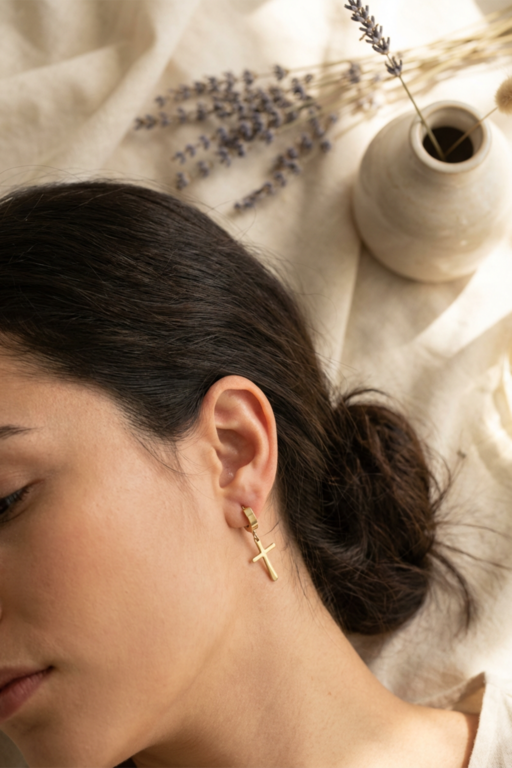 Boucles D'Oreilles Petites Croix ALIENOR Argent