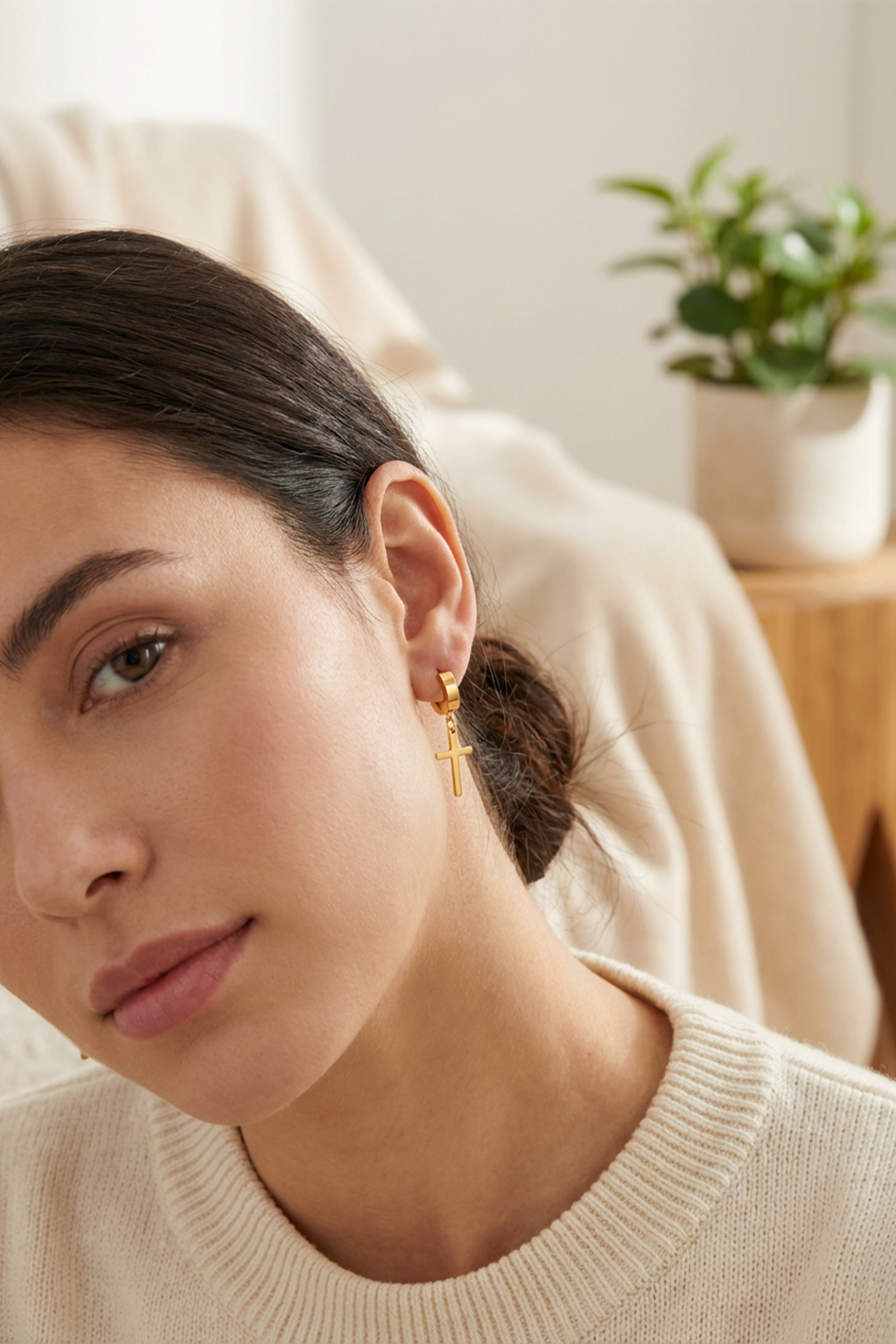 Boucles D'Oreilles Petites Croix ALIENOR Dorées