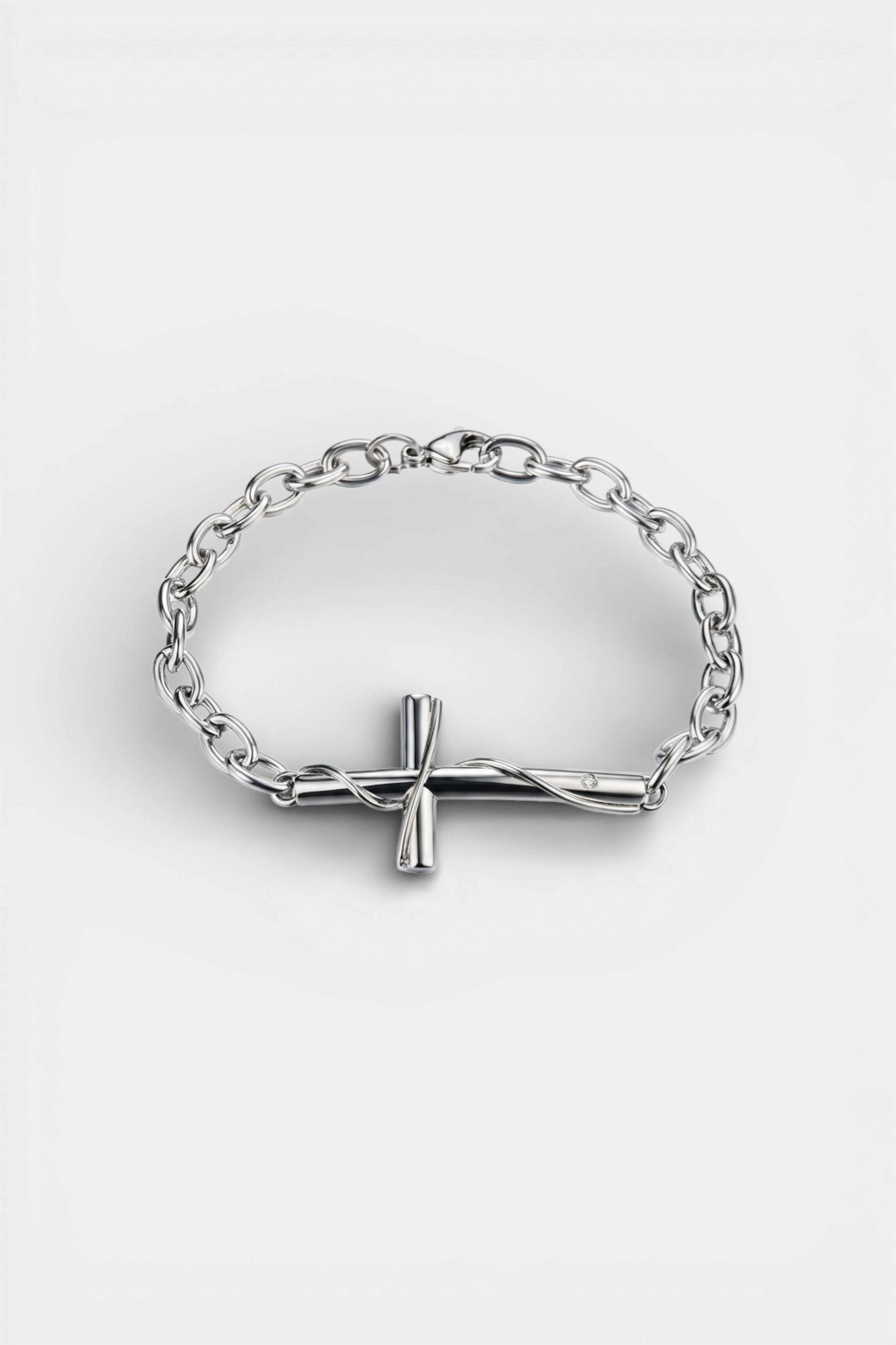 Bracelet Croix Homme Croix Latéral Argent