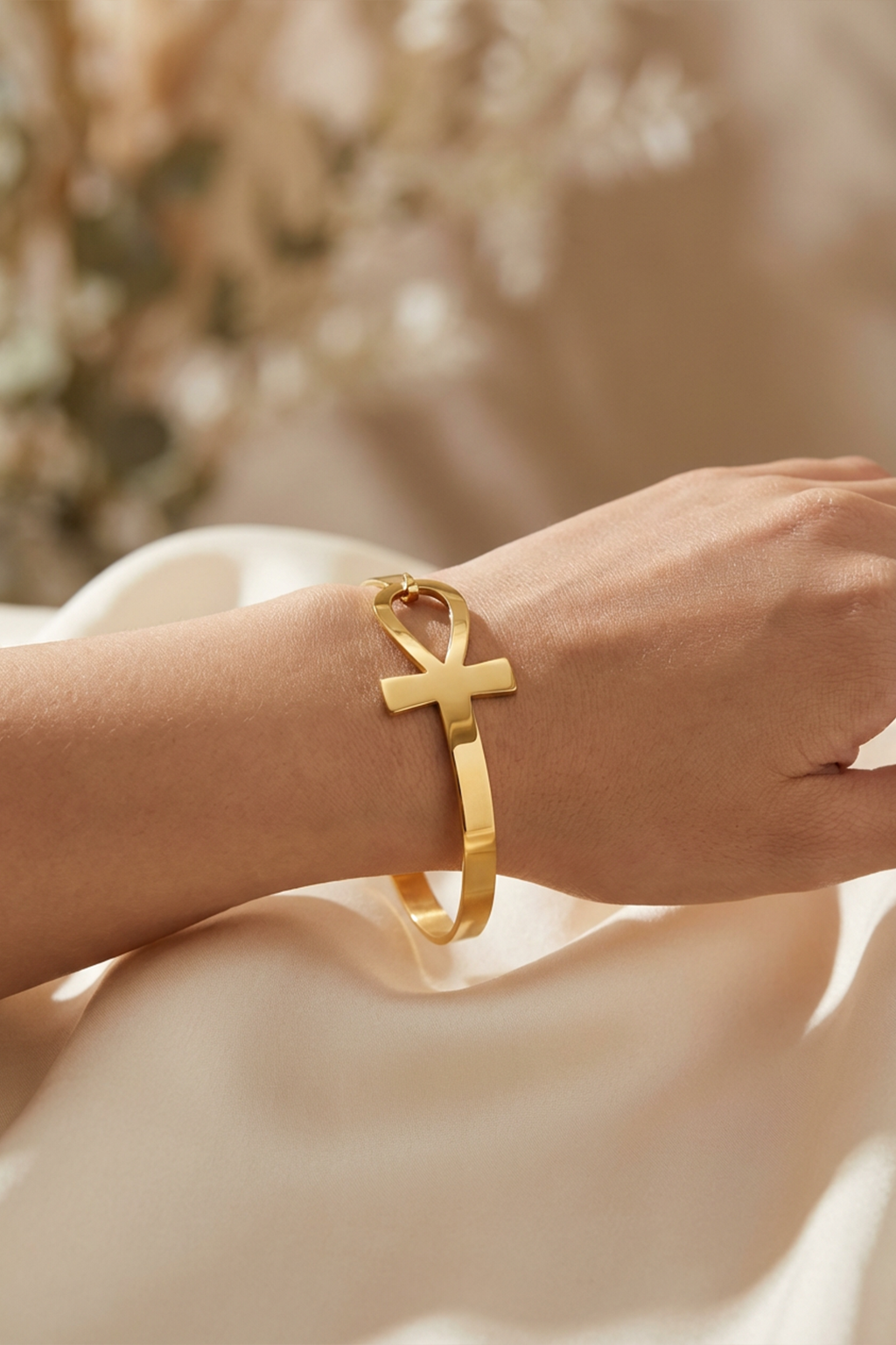 Bracelet Jonc Croix Egyptienne Or