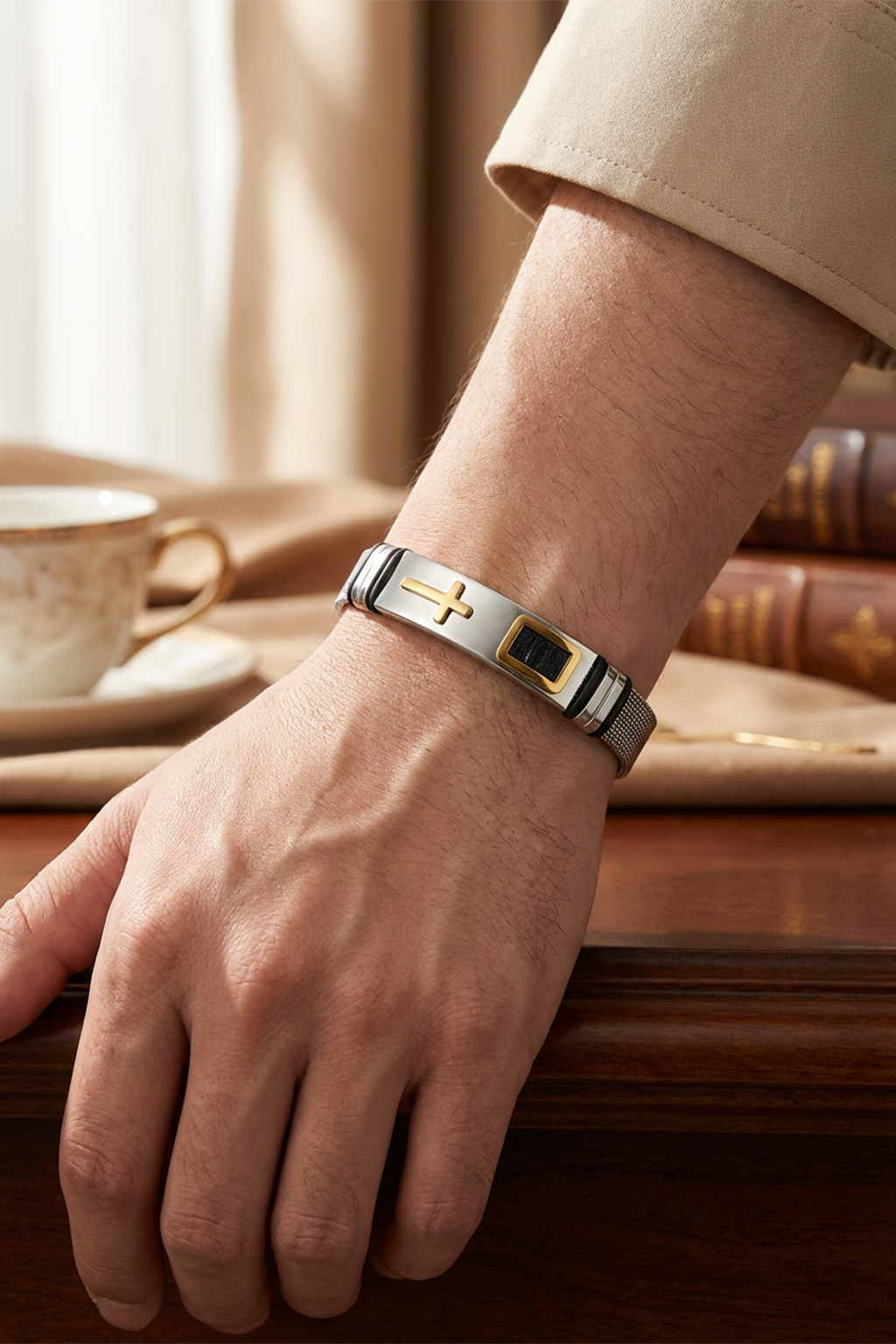 Bracelet Manchette Gourmette Argent Or