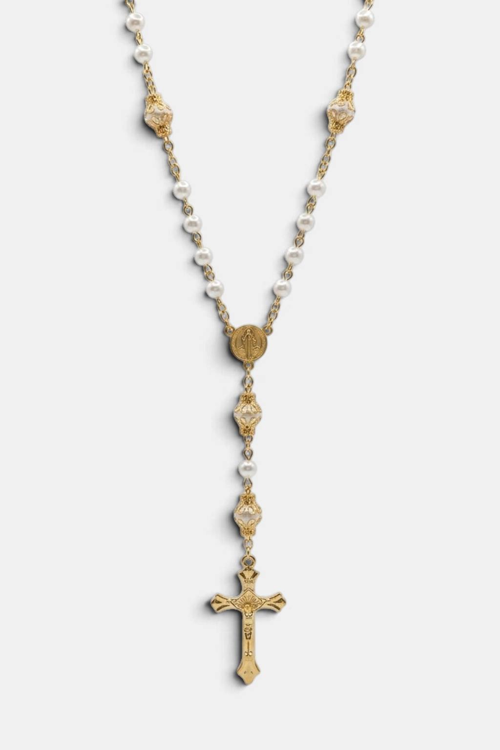 Collier Chapelet Croix Perles - Boutique Chretienne