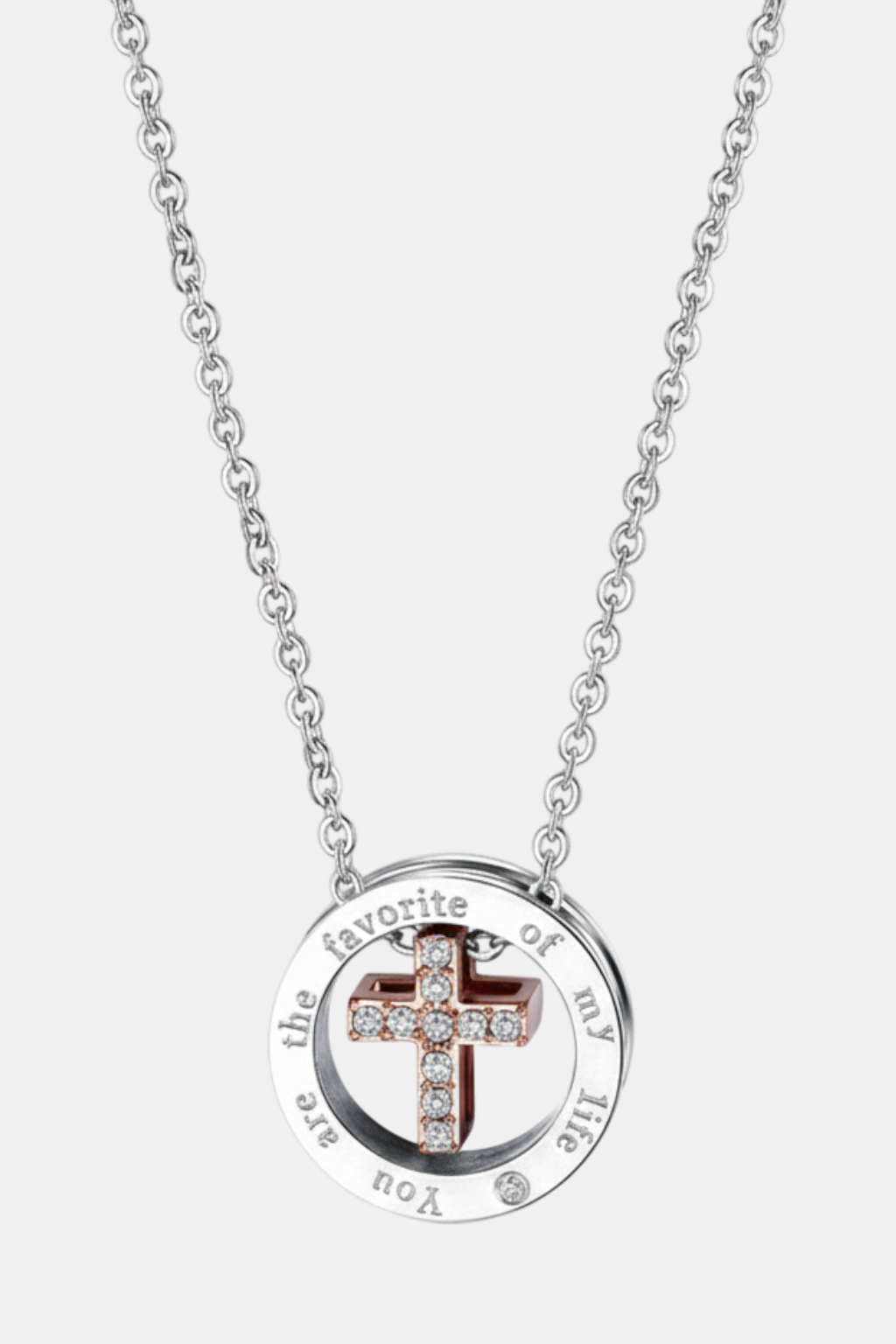 Collier Croix Femme Zircon Cubique Or Rose