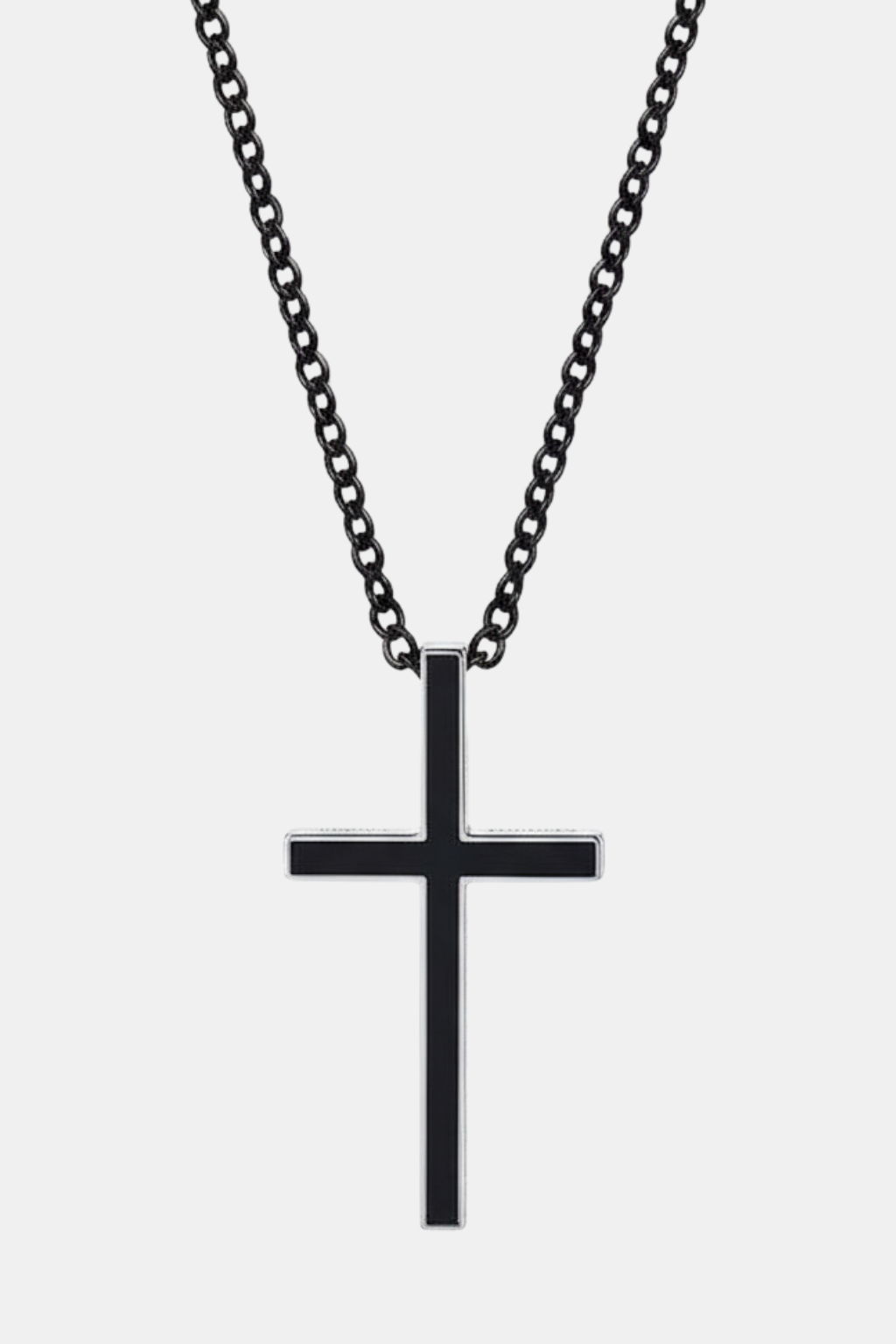 Collier Croix Homme Croix Noire Et Argent