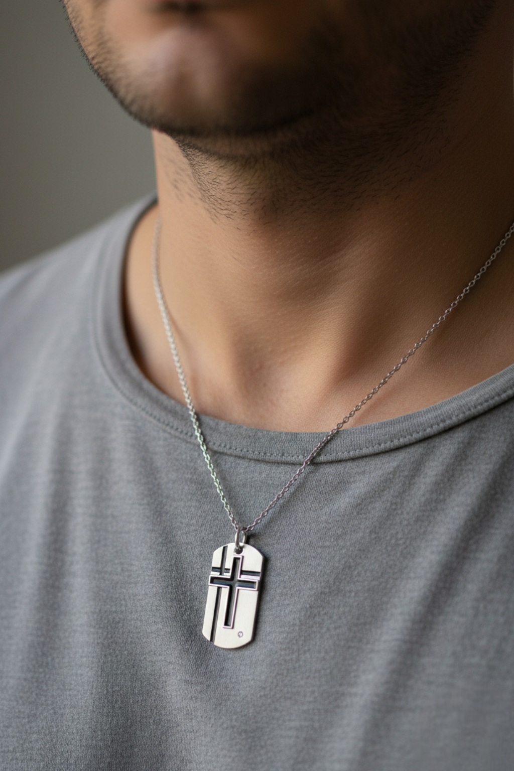 Collier Croix Homme Collier Croix Et Plaque