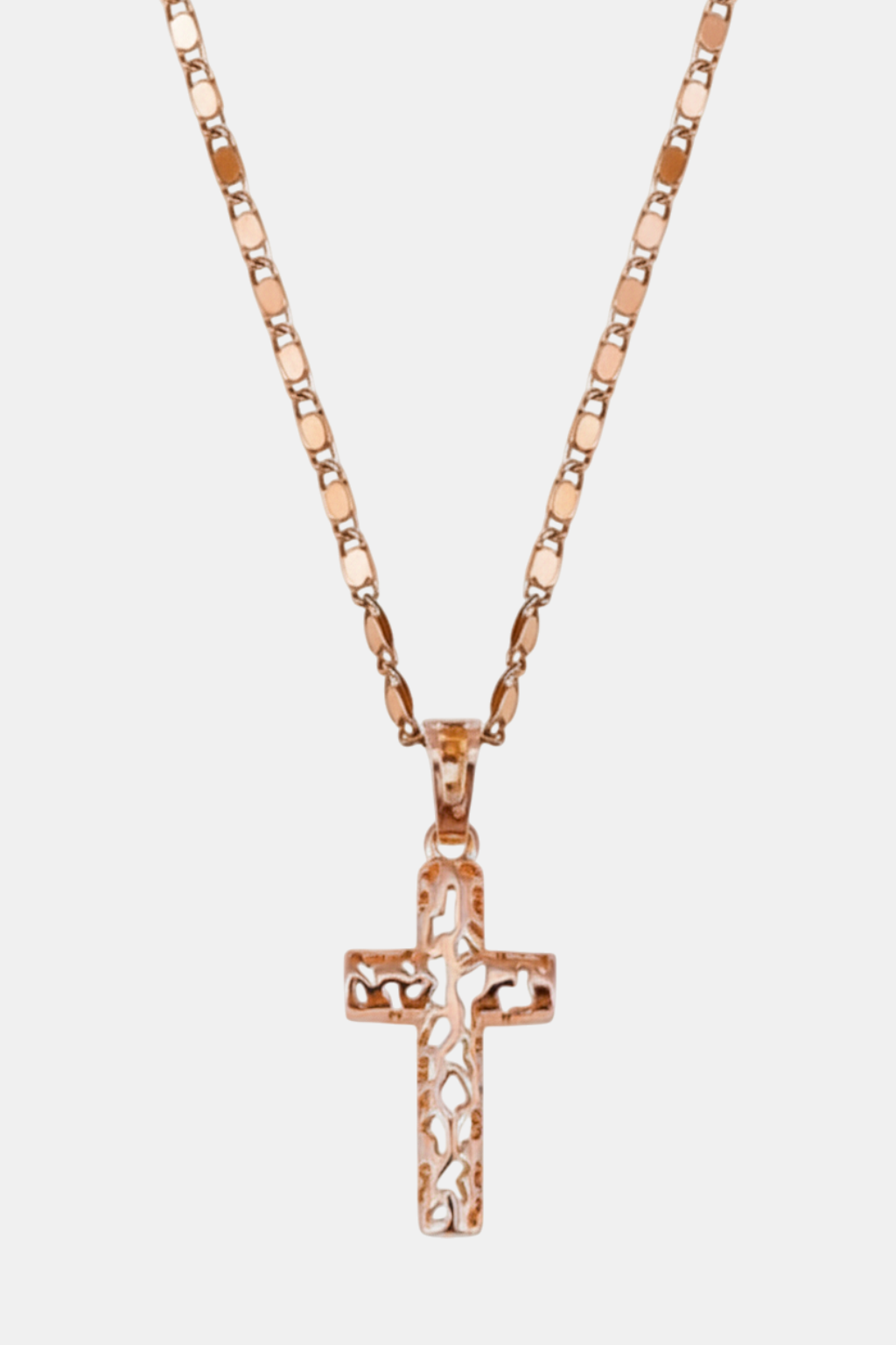 Collier Croix Homme Croix Or Rose Creuse
