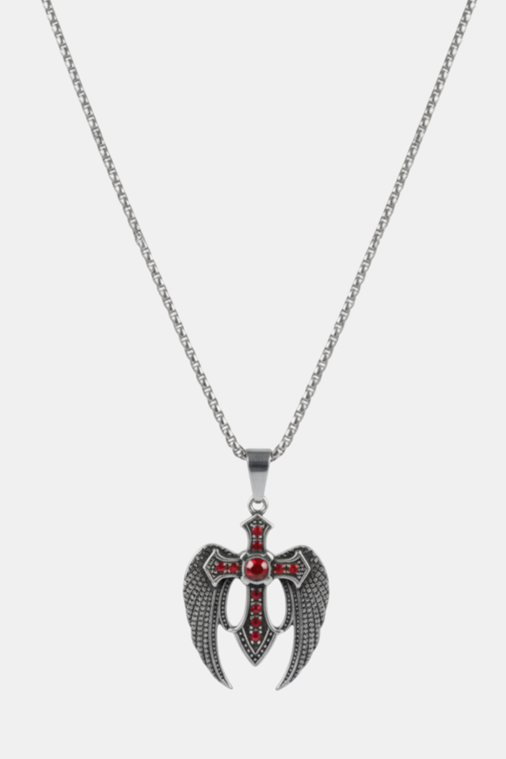 Collier Croix Homme Croix Avec Ailes Gothiques