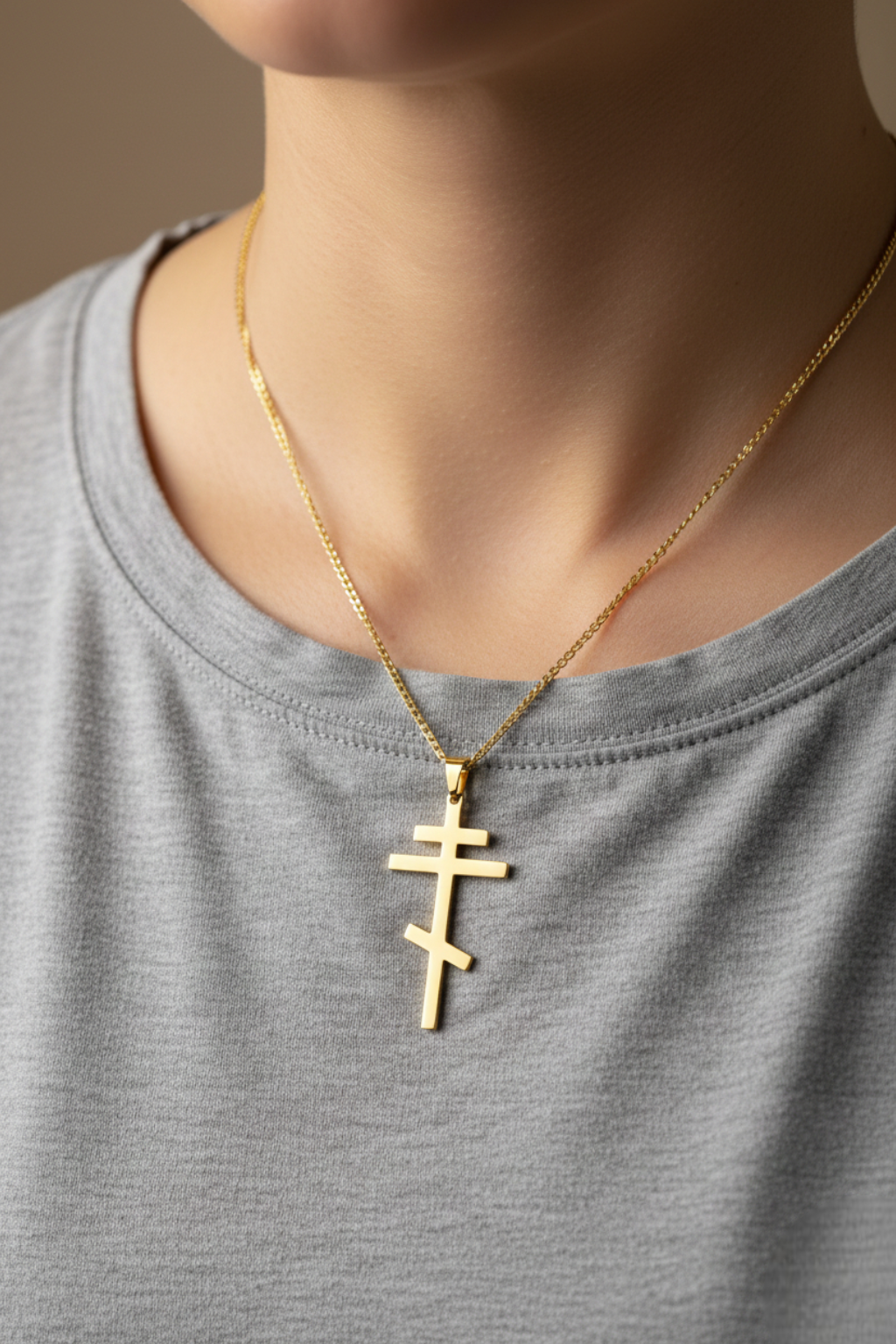 Collier Croix Orthodoxe Plaqué Or