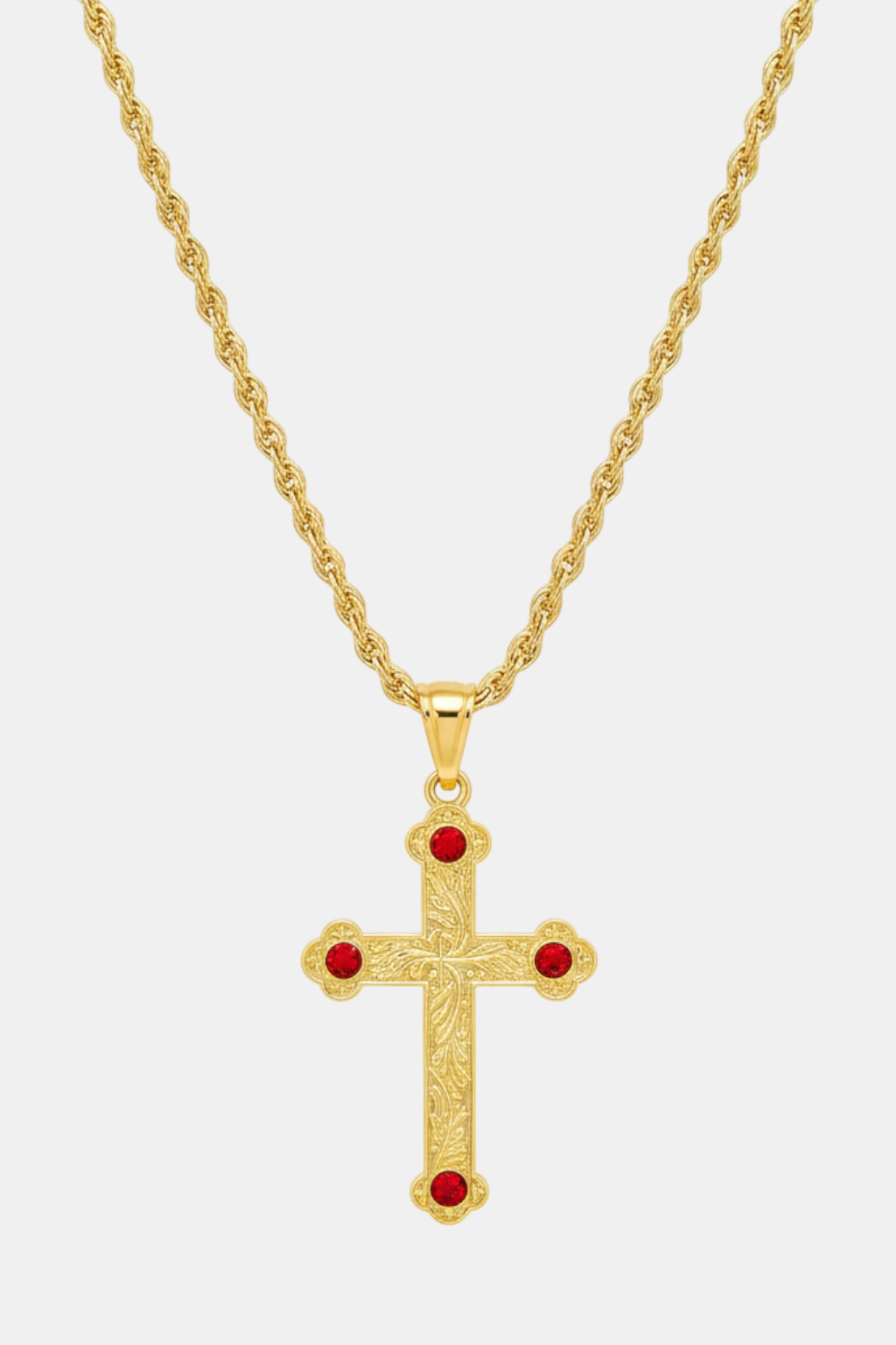 Collier Croix Orthodoxe Zircon Rouge