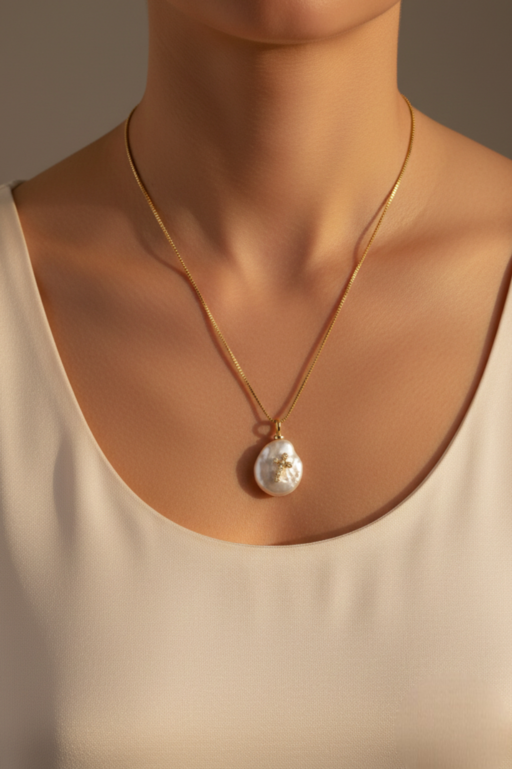 Collier Croix Diamants Incrustés