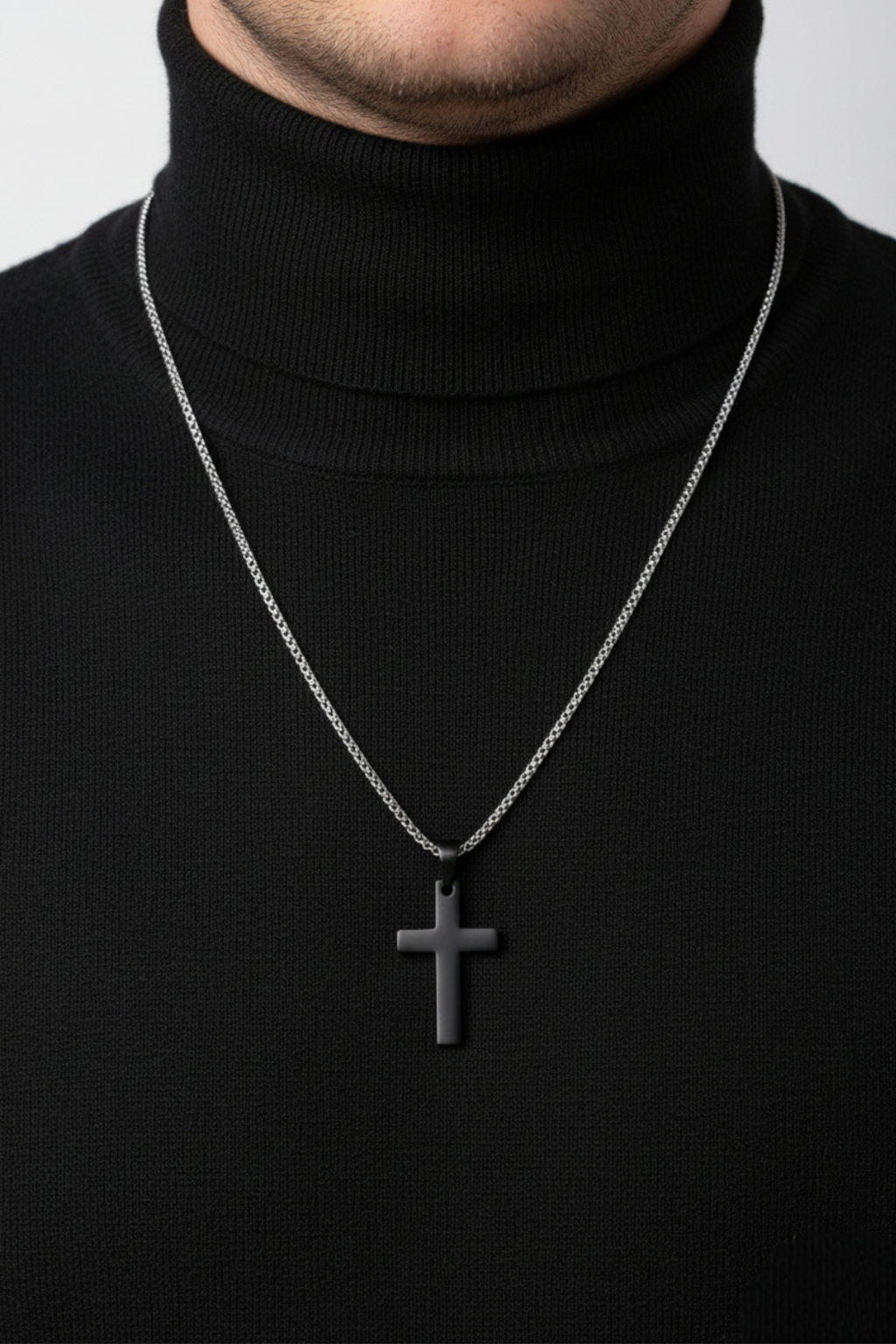 Collier Croix Pendentif Noir