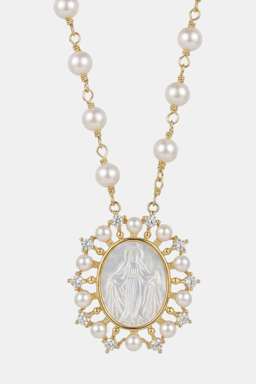 Collier Vierge Marie Perle