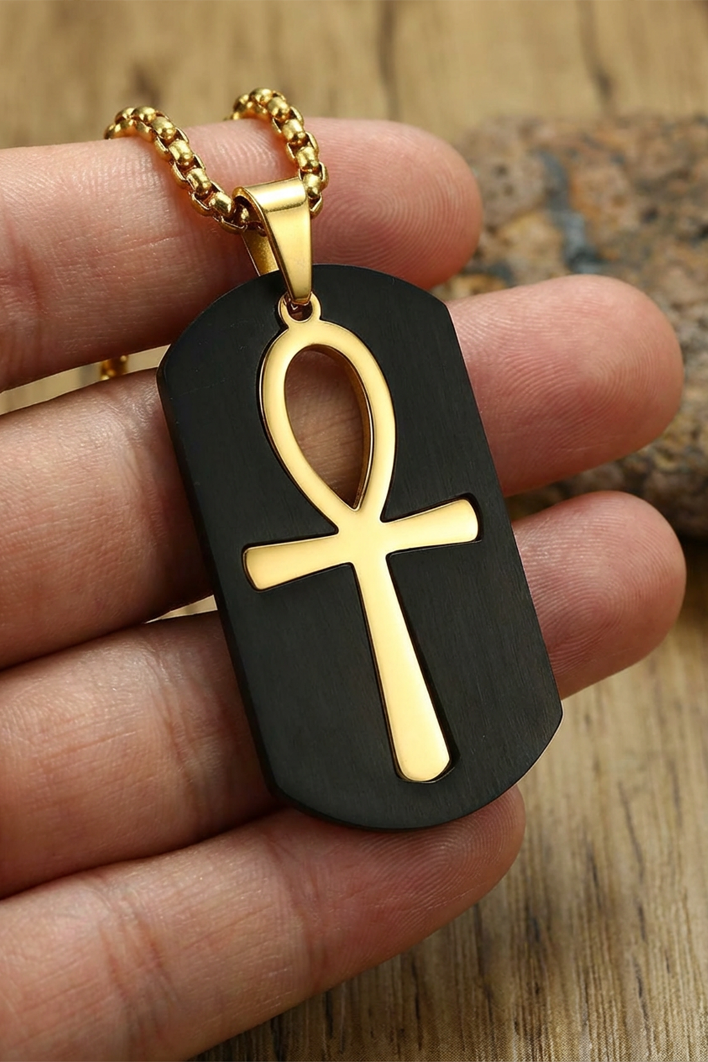 Croix Egyptienne Amovible Noir Mat