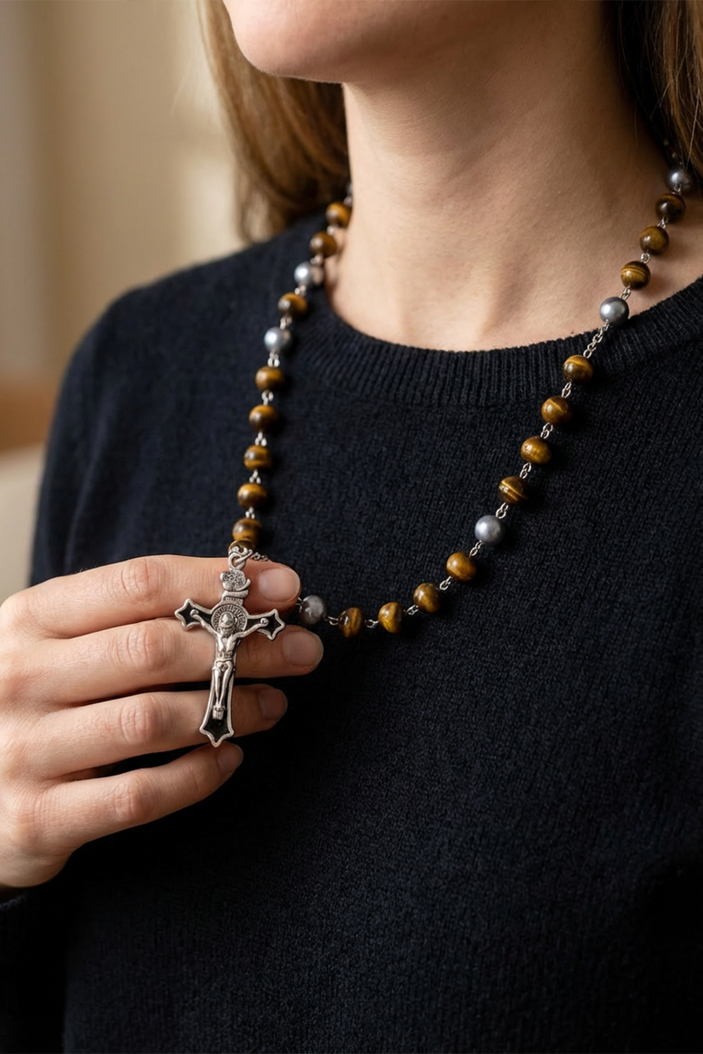 tiger eye rosary beads