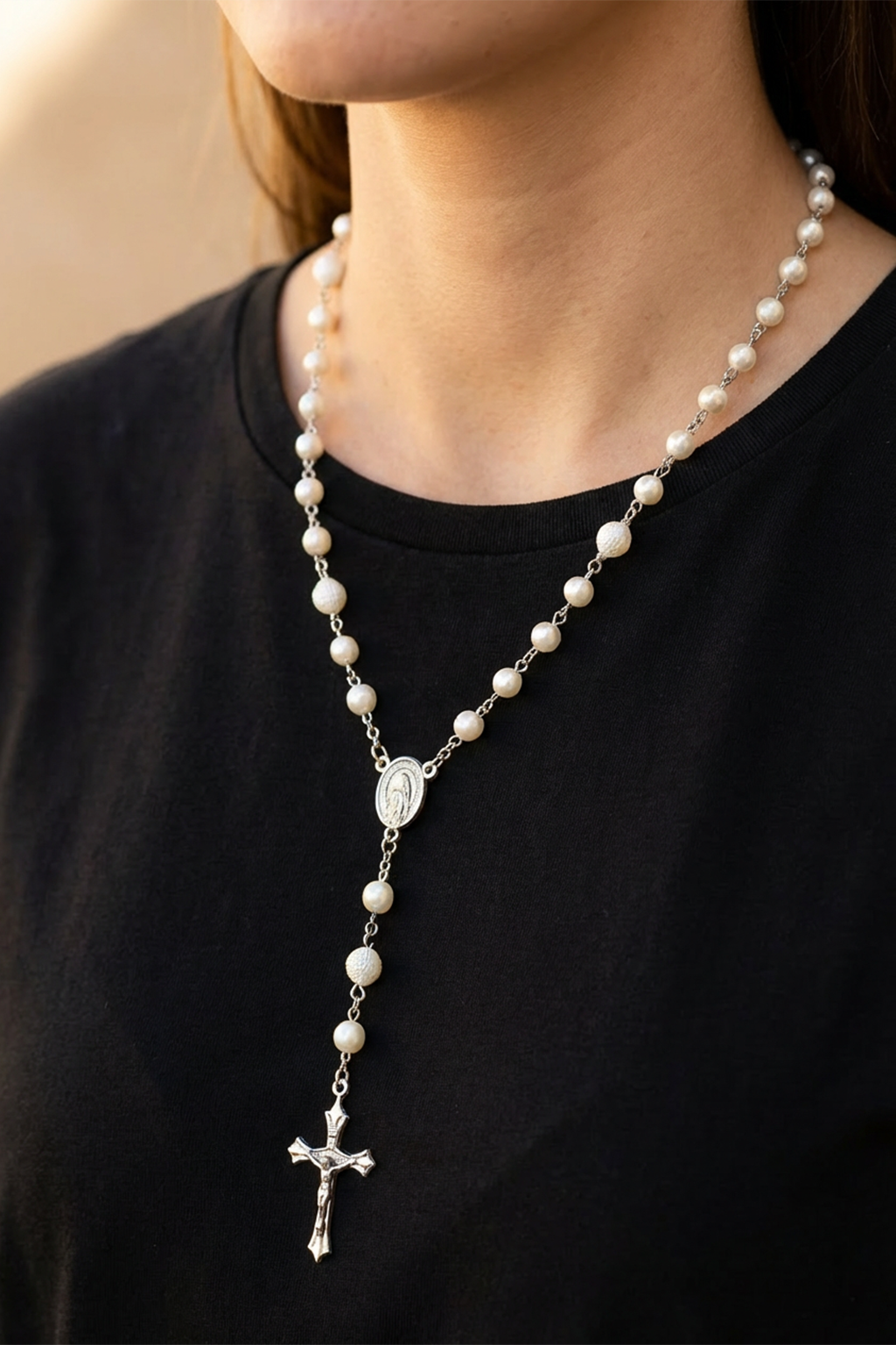 white pearl rosary