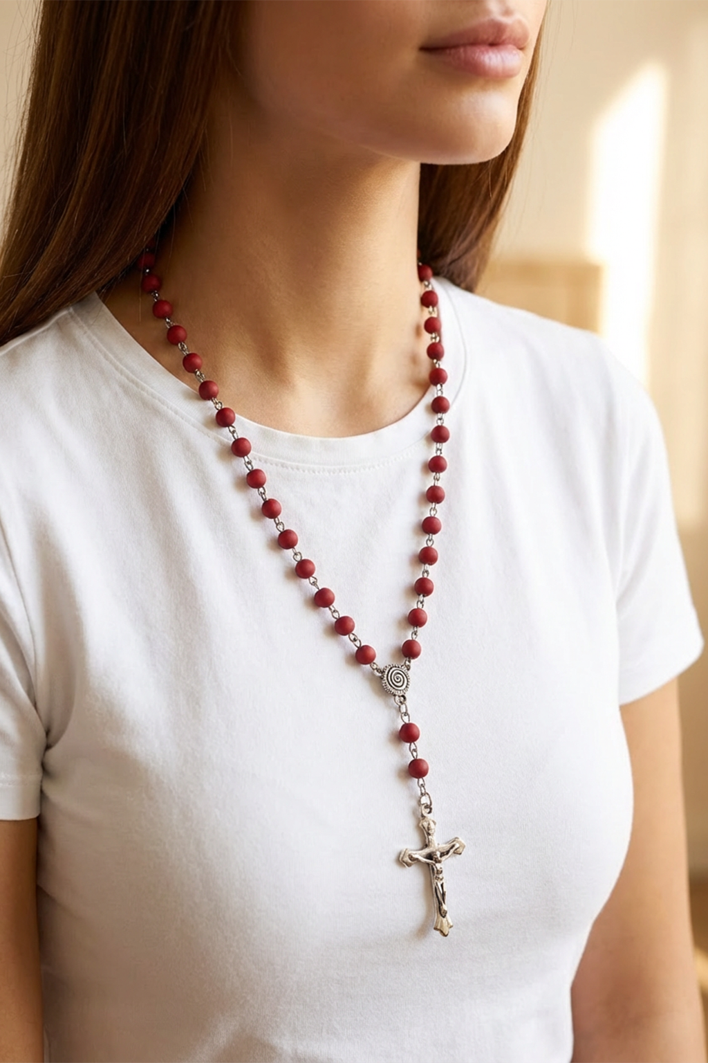 red rosary beads
