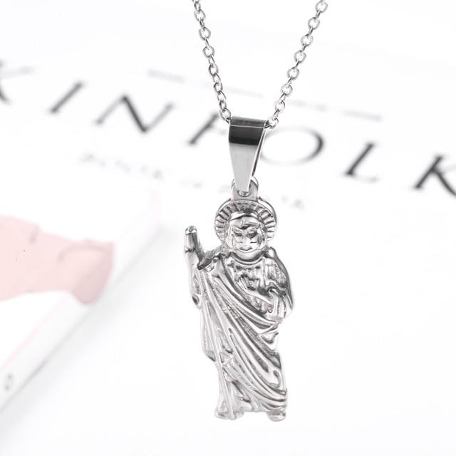 Pendentif Amulette Saint Jude En Argent 925 - Bijou Religieux Oxydé Argent - Cadeau Anniversaire, Baptême