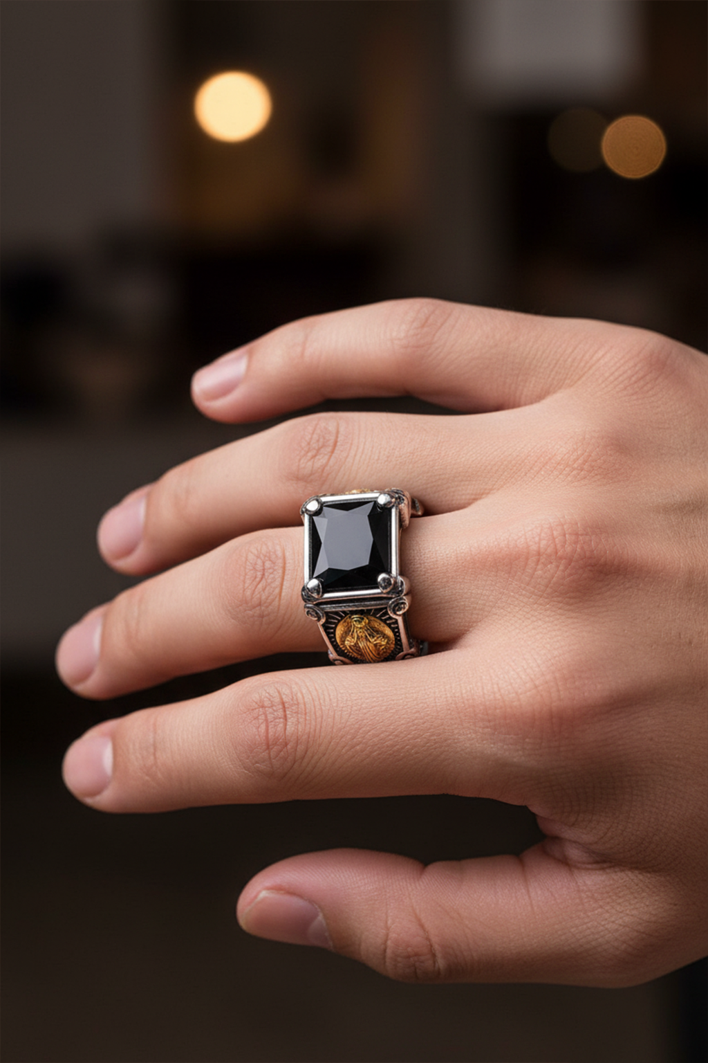 Bague Argent Sterling Onyx Zirconium