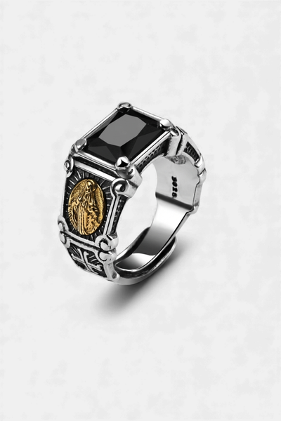 HinDaLi - Bague Croix En Argent 925 Réglable - Pour Femme/Homme - Alliance Chrétienne, Fiançailles Ou Cadeau