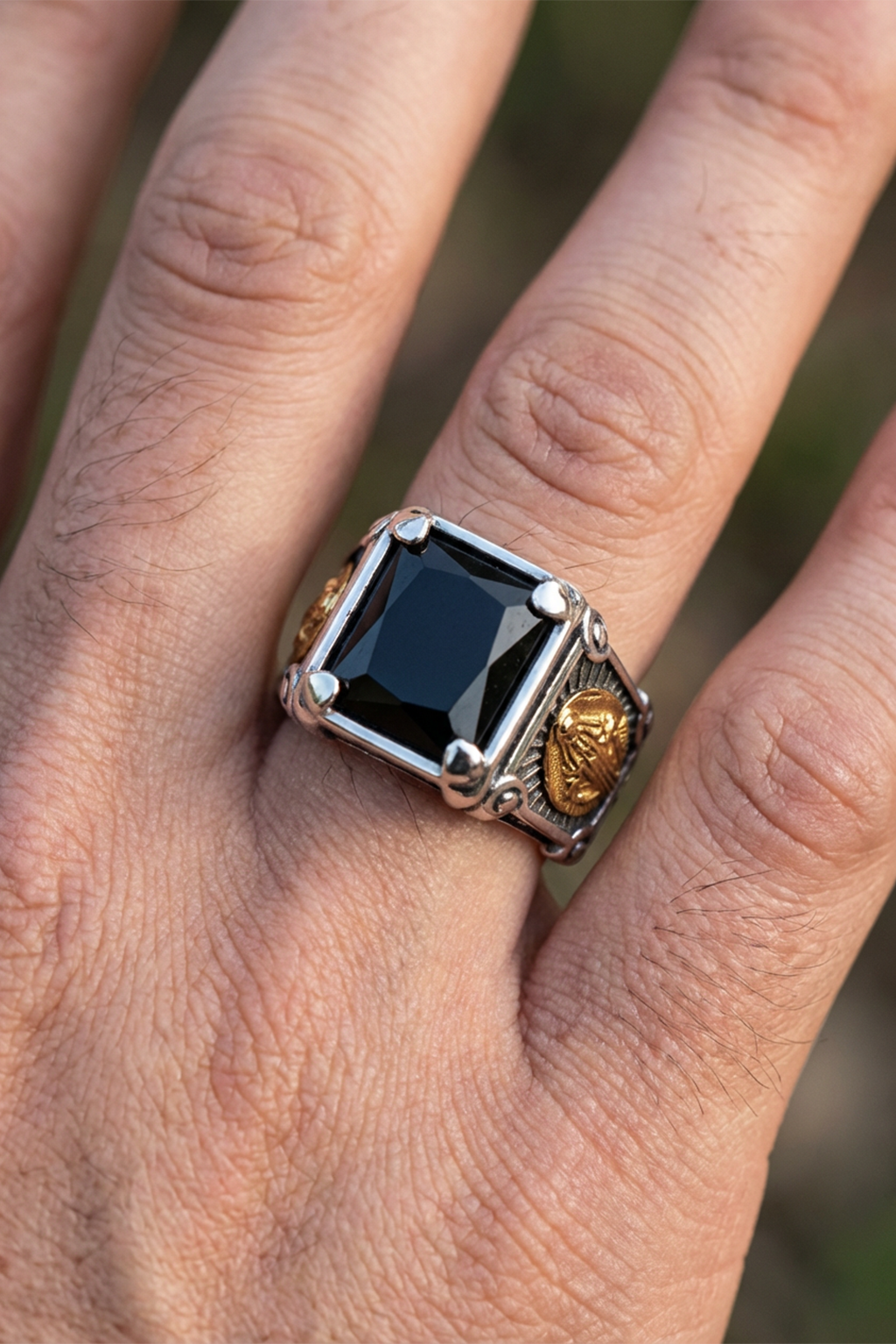 Bague Argent Sterling Onyx Zirconium