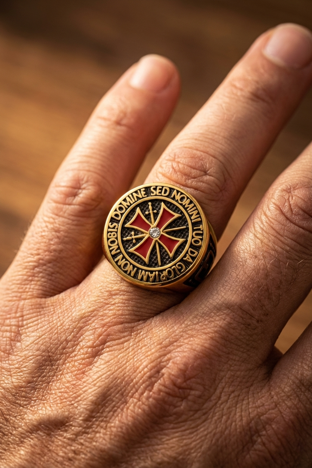 Bague Chevaliere Croix Templier Or