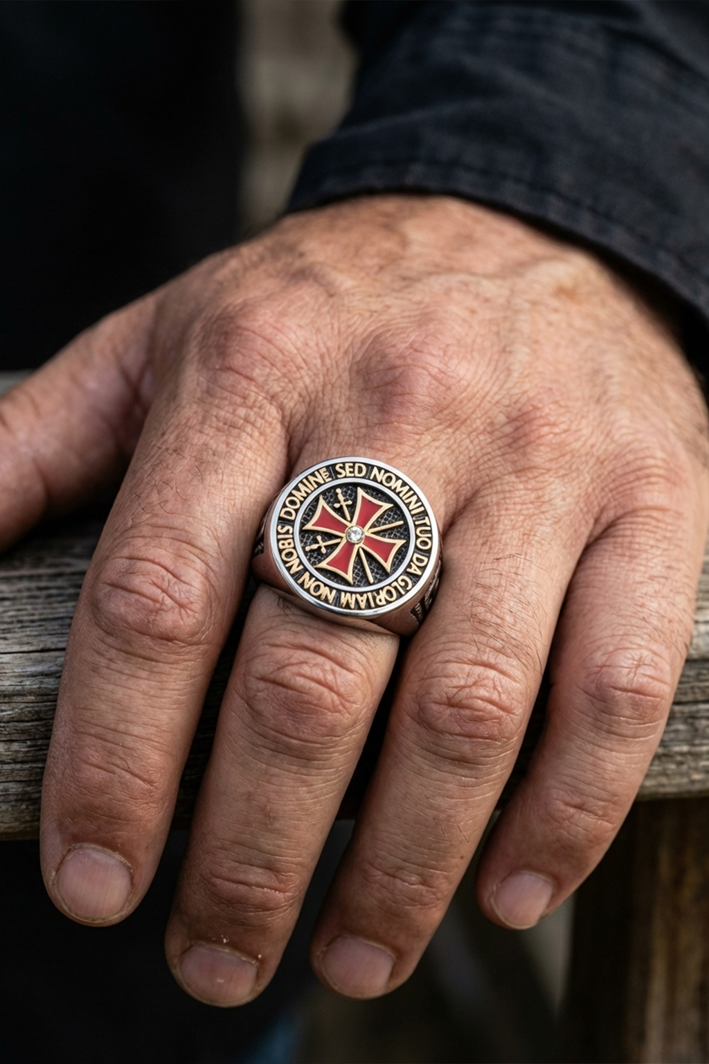 Anillo de sello<br> Cruz de los Templarios Plata