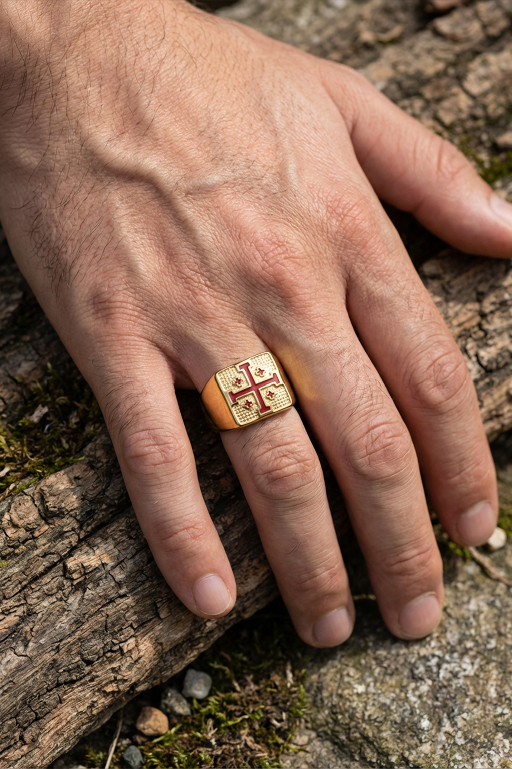 Bague Chevalière<br> Croix de Jerusalem Or