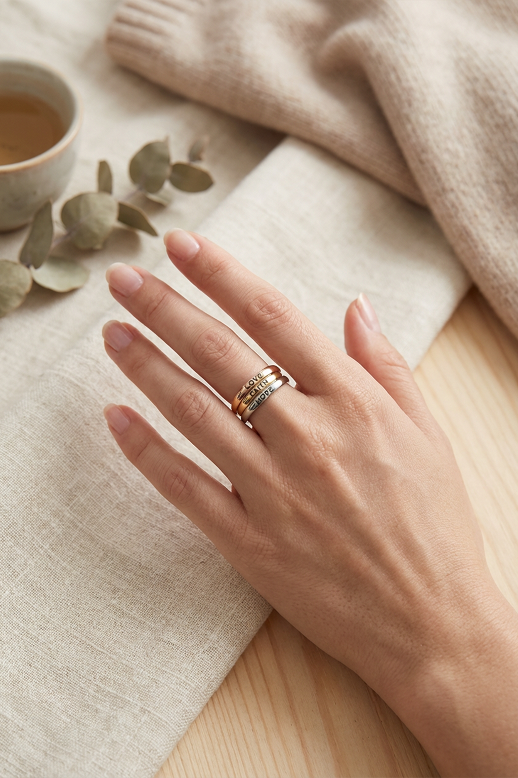 Bague Croisé Tricolore Amour Foi Espoir