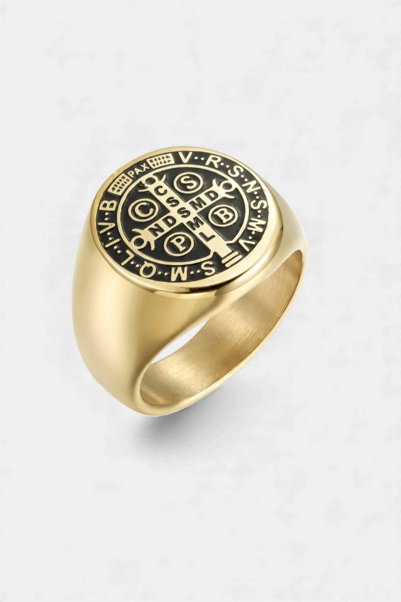 Anillo Medalla<br> San Benito Oro