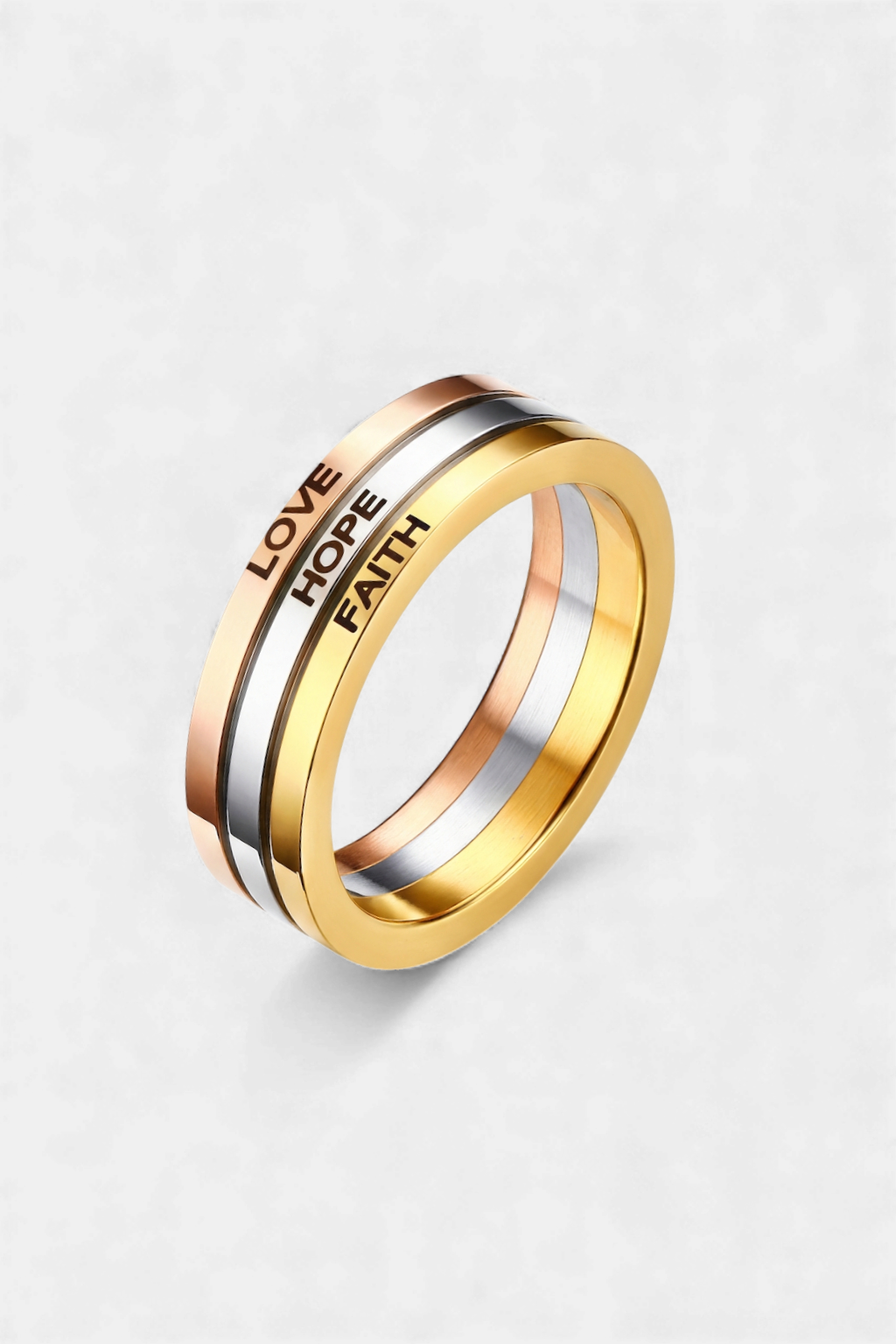 Anillo Oro Tricolor <br>Amor Fe Esperanza