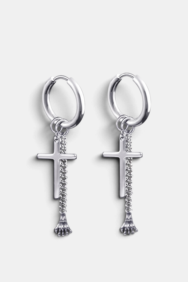 Boucle D'oreille Croix Argent - Boutique Chretienne