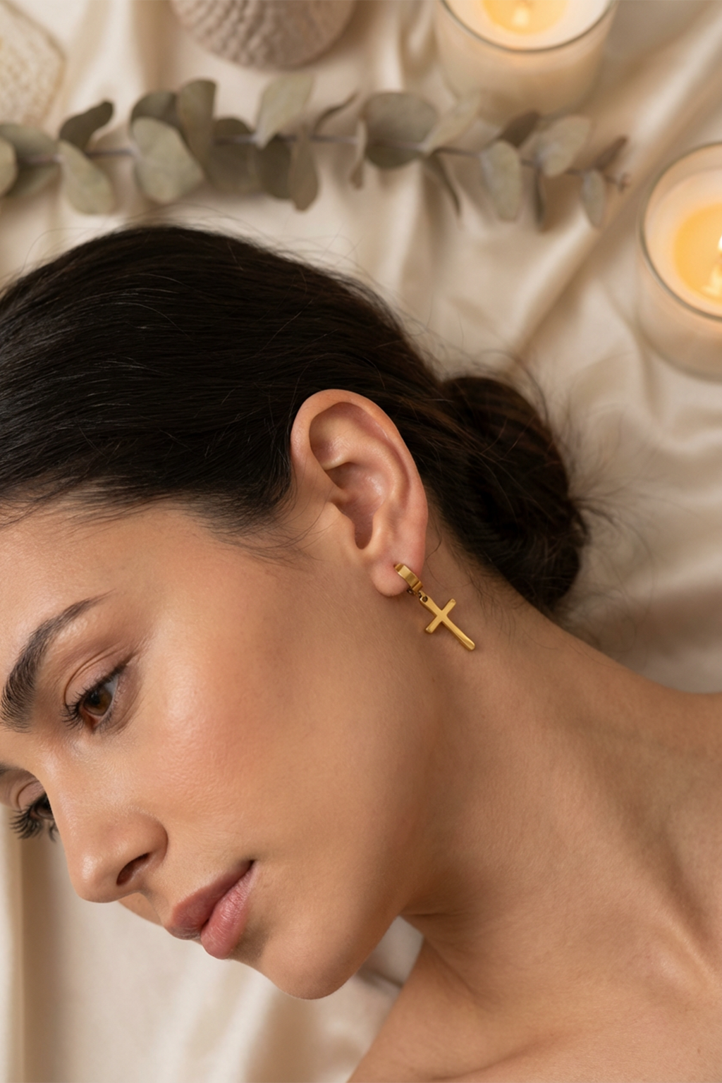 Pendientes gran cruz LUCIE Dorado