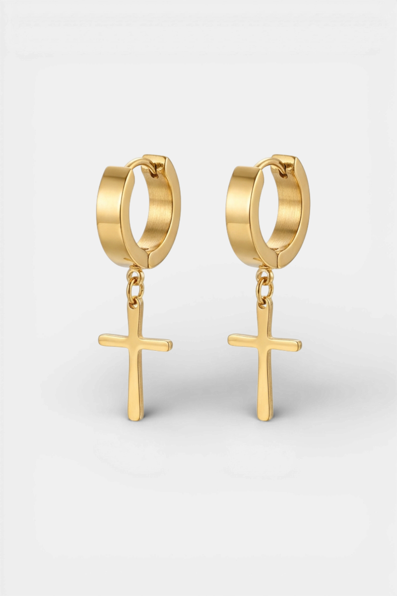 Small gold ALIENOR cross earrings