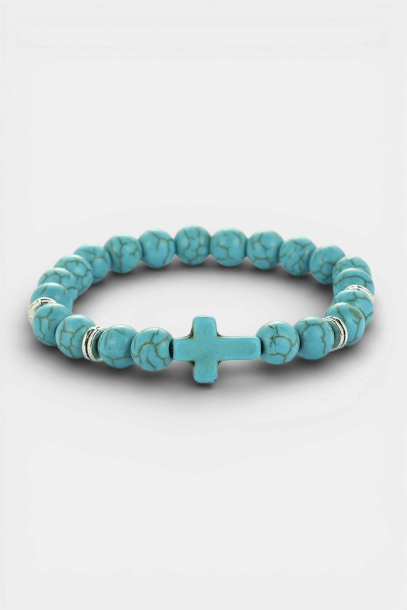 <transcy>Bracciale con croce cristiana</br> Perle naturali</transcy>